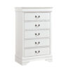 150220266991d8826e728.jpeg Vele 49 Inch Tall Dresser Chest, 5 Drawers, Brass Tone Metal, White Wood