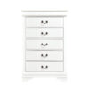 150220266991d88418025.jpeg Vele 49 Inch Tall Dresser Chest, 5 Drawers, Brass Tone Metal, White Wood