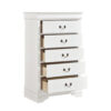 150220266991d88581c78.jpeg Vele 49 Inch Tall Dresser Chest, 5 Drawers, Brass Tone Metal, White Wood