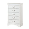 150220266991d8874ea80.jpeg Vele 49 Inch Tall Dresser Chest, 5 Drawers, Brass Tone Metal, White Wood