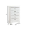 150220266991d888e5e24.jpeg Vele 49 Inch Tall Dresser Chest, 5 Drawers, Brass Tone Metal, White Wood