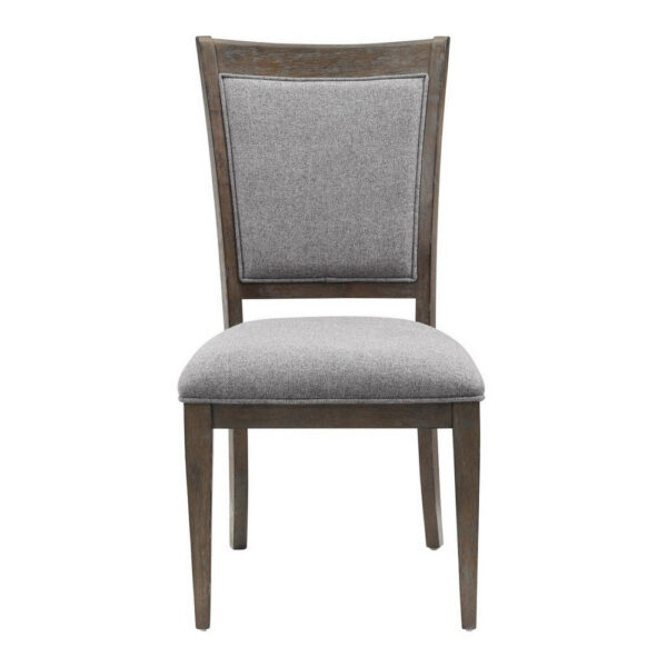 Koa 26 Inch Set of 2 Side Dining Chairs, Gray Polyester, Driftwood Brown