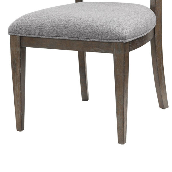 Koa 26 Inch Set of 2 Side Dining Chairs, Gray Polyester, Driftwood Brown