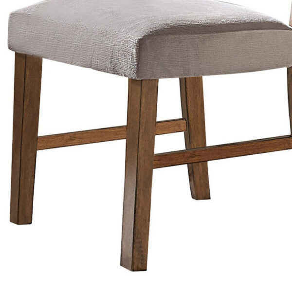 Leom 25 Inch Set of 2 Side Dining Chairs, Tufted Gray Polyester, Brown