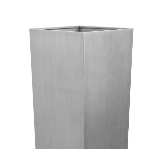 Zeny 48 Inch Tall Planter Vase with Hidden Insert, Tapered Barrel, Silver