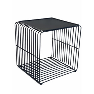 Reo 16 Inch Side End Table, Waterfall Black Metal Wire Frame