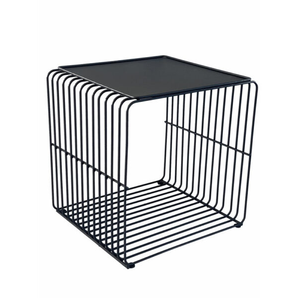 Reo 16 Inch Side End Table, Waterfall Black Metal Wire Frame