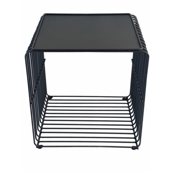 Reo 16 Inch Side End Table, Waterfall Black Metal Wire Frame