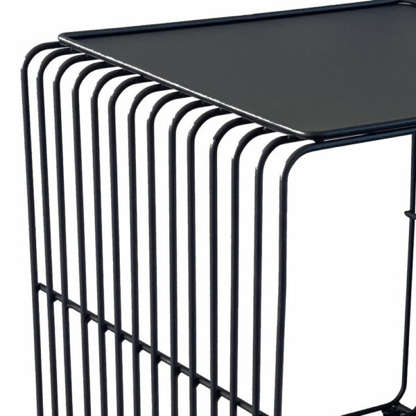 Reo 16 Inch Side End Table, Waterfall Black Metal Wire Frame
