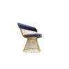 Mimi 27 Inch Accent Armchair, Navy Blue Velvet, Gold Steel Peacock Base