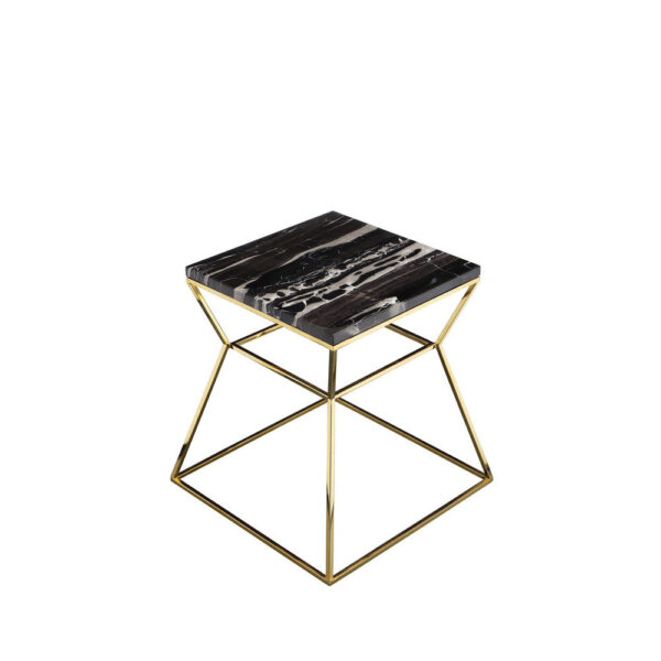 150220266991d97b1c378.jpeg Lio 18 Inch Side End Table, Black Marble Top, Gold Open Hourglass Frame