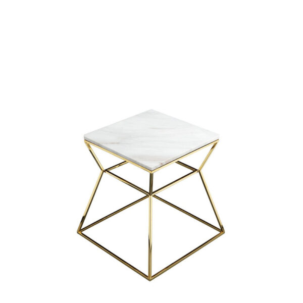 150220266991d98266170.jpeg Lio 18 Inch Side End Table, White Marble Top, Gold Open Hourglass Frame