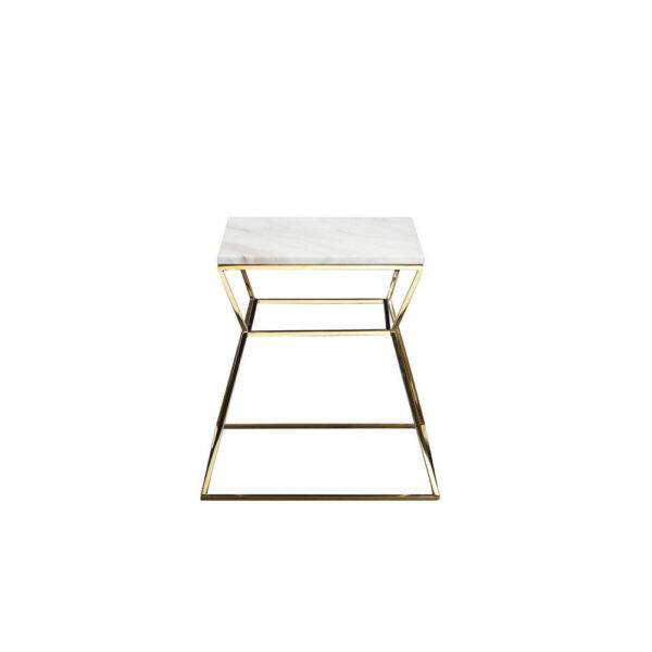150220266991d983ba710.jpeg Lio 18 Inch Side End Table, White Marble Top, Gold Open Hourglass Frame