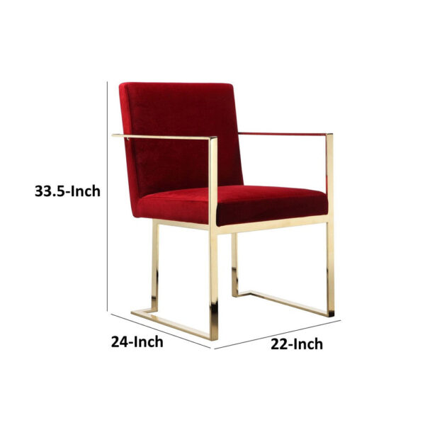 150220266991d98eb62c8.jpeg Boly 22 Inch Dining Side Chair Armchair, Maroon Velvet, Gold Steel Frame