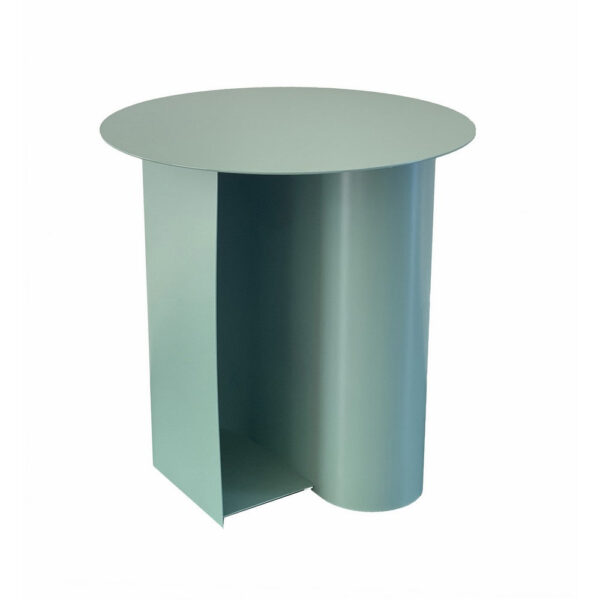 Rati 19 Inch Side End Table with Magazine Rack, Round Top, Green Finish