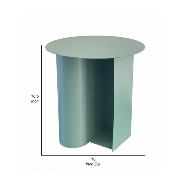 Rati 19 Inch Side End Table with Magazine Rack, Round Top, Green Finish