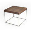 Zen 24 Inch Side End Table, Square, Brown Wood Top, Chrome Steel Frame