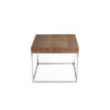 Zen 24 Inch Side End Table, Square, Brown Wood Top, Chrome Steel Frame