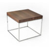 Zen 24 Inch Side End Table, Square, Brown Wood Top, Chrome Steel Frame