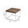 Zen 24 Inch Side End Table, Square, Brown Wood Top, Chrome Steel Frame