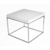 Zen 24 Inch Side End Table, Square, White Lacquer Top, Chrome Steel Frame