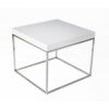 Zen 24 Inch Side End Table, Square, White Lacquer Top, Chrome Steel Frame