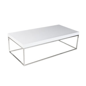 150220266991da04229cd.jpeg Zen 48 Inch Coffee Table, Rectangular White Lacquer Top, Chrome Steel Frame