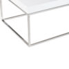 Zen 48 Inch Coffee Table, Rectangular White Lacquer Top, Chrome Steel Frame