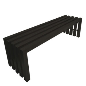 Namo 58 Inch Accent Bench, Modern Slatted Design, Rectangular, Black Steel