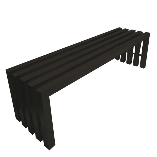 150220266991da0c614bf.jpeg Namo 58 Inch Accent Bench, Modern Slatted Design, Rectangular, Black Steel