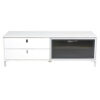 Ida 60 Inch TV Entertainment Console, Drawer, Pull Down Door, White Lacquer