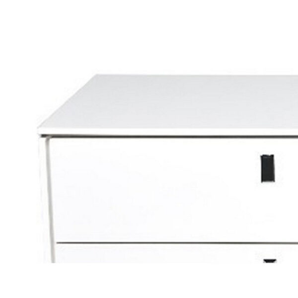 Ida 60 Inch TV Entertainment Console, Drawer, Pull Down Door, White Lacquer