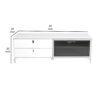 Ida 60 Inch TV Entertainment Console, Drawer, Pull Down Door, White Lacquer