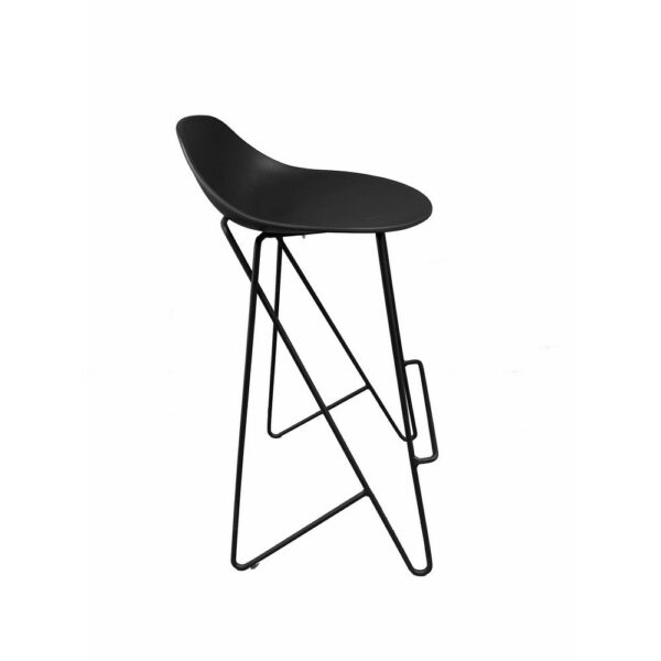 Bert 30 Inch Barstool Chair Set of 2, Low Back, Geometric Black Metal