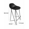 Bert 30 Inch Barstool Chair Set of 2, Low Back, Geometric Black Metal