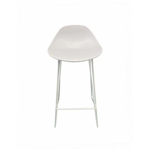 Bert 30 Inch Barstool Chair Set of 2, Low Back, Geometric White Metal