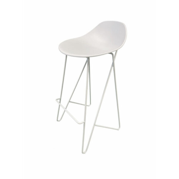 Bert 30 Inch Barstool Chair Set of 2, Low Back, Geometric White Metal