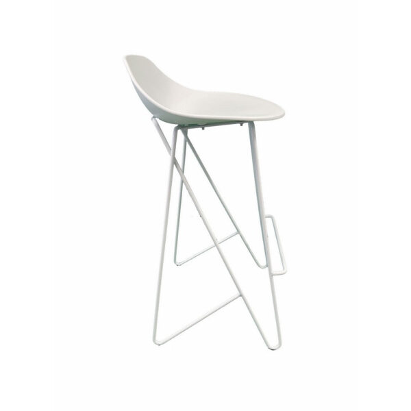 Bert 30 Inch Barstool Chair Set of 2, Low Back, Geometric White Metal