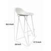 Bert 30 Inch Barstool Chair Set of 2, Low Back, Geometric White Metal
