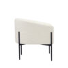Mae 29 Inch Accent Armchair, Barrel, White Boucle Upholstery, Black Metal
