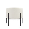 Mae 29 Inch Accent Armchair, Barrel, White Boucle Upholstery, Black Metal