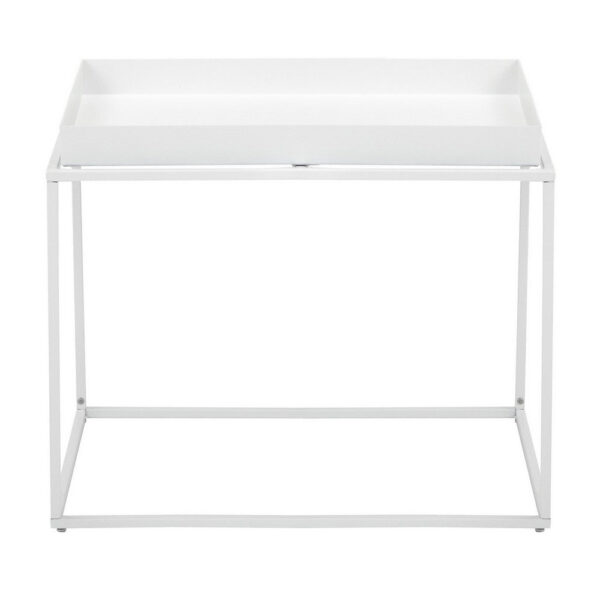 150220266991da79b6219.jpeg Bixy 24 Inch Side End Table, White Tray Top, Open Cubic Metal Frame