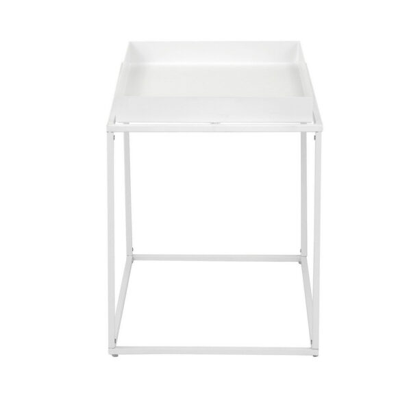 150220266991da7b1f435.jpeg Bixy 24 Inch Side End Table, White Tray Top, Open Cubic Metal Frame