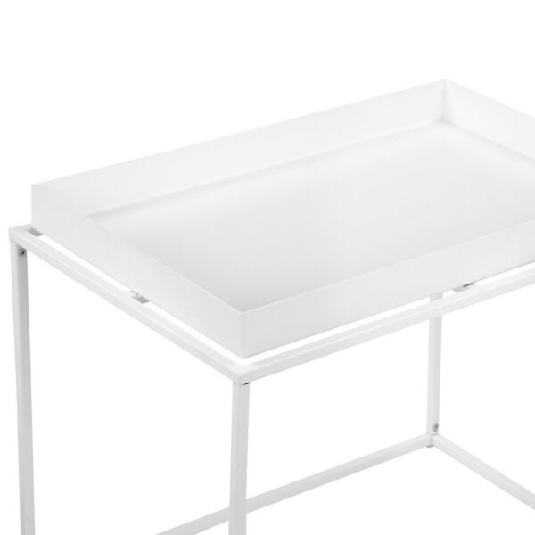 150220266991da7c76af5.jpeg Bixy 24 Inch Side End Table, White Tray Top, Open Cubic Metal Frame