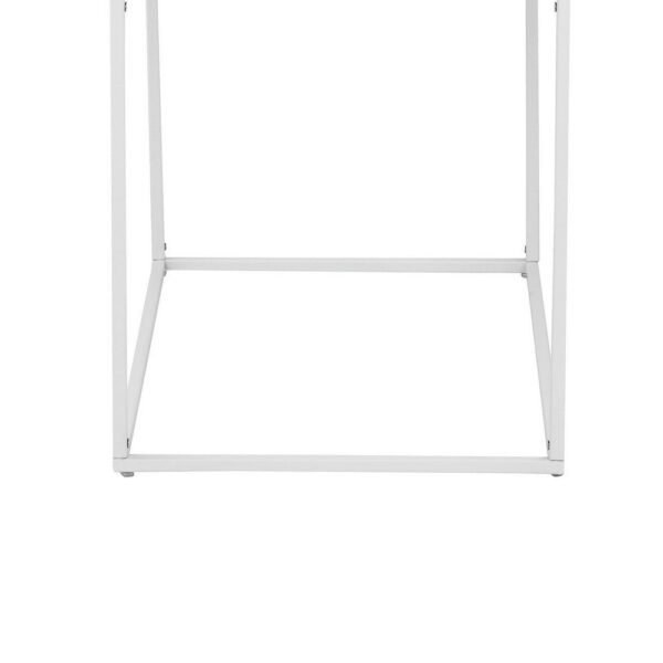 150220266991da7df3b8a.jpeg Bixy 24 Inch Side End Table, White Tray Top, Open Cubic Metal Frame