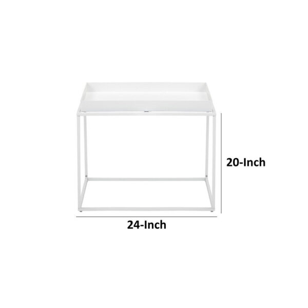 150220266991da7f66dab.jpeg Bixy 24 Inch Side End Table, White Tray Top, Open Cubic Metal Frame