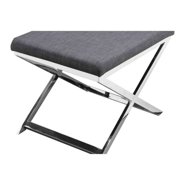 Sovi 20 Inch Accent Stool Ottoman, X Shape Steel Legs, Charcoal Gray