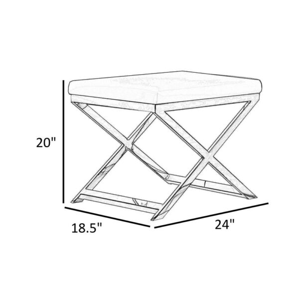 Sovi 20 Inch Accent Stool Ottoman, X Shape Steel Legs, Charcoal Gray