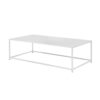 Eme 48 Inch Coffee Table, Rectangular Tabletop, Modern White Metal Frame