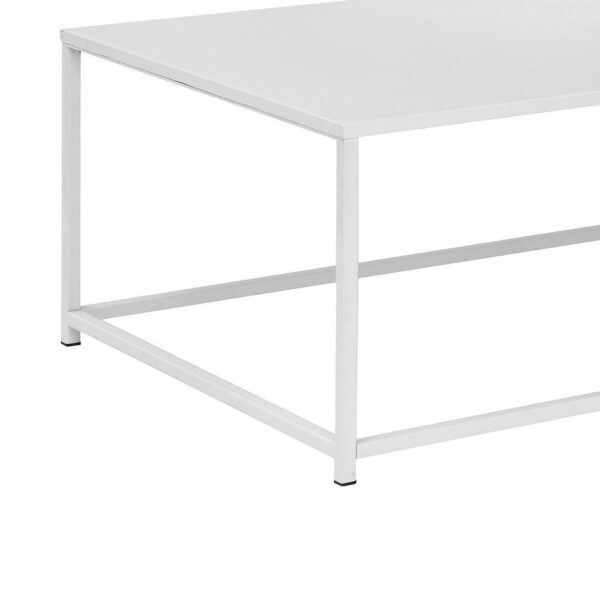 Eme 48 Inch Coffee Table, Rectangular Tabletop, Modern White Metal Frame